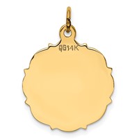 14K Plain with Fancy Edge .018 Gauge Engravable Round 20x18mm Disc Charm view 3