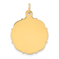 14K Plain with Fancy Edge .018 Gauge Engravable Round 20x18mm Disc Charm view 1