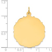 14K Yellow Gold Plain Charm with Fancy Edge .013 Gauge Engravable Round 29x26mm Disc view 2