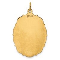 14K Yellow Gold Plain Charm with Fancy Edge.018 Gauge Engravable Oval 33x 23mm Disc view 3