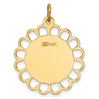 14K Plain .011 Gauge Engravable Round Flower 24x21mm Disc Charm view 3