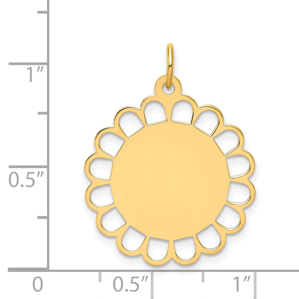 14k Plain .018 Gauge Engravable Flower Disc Charm (XM244/18)