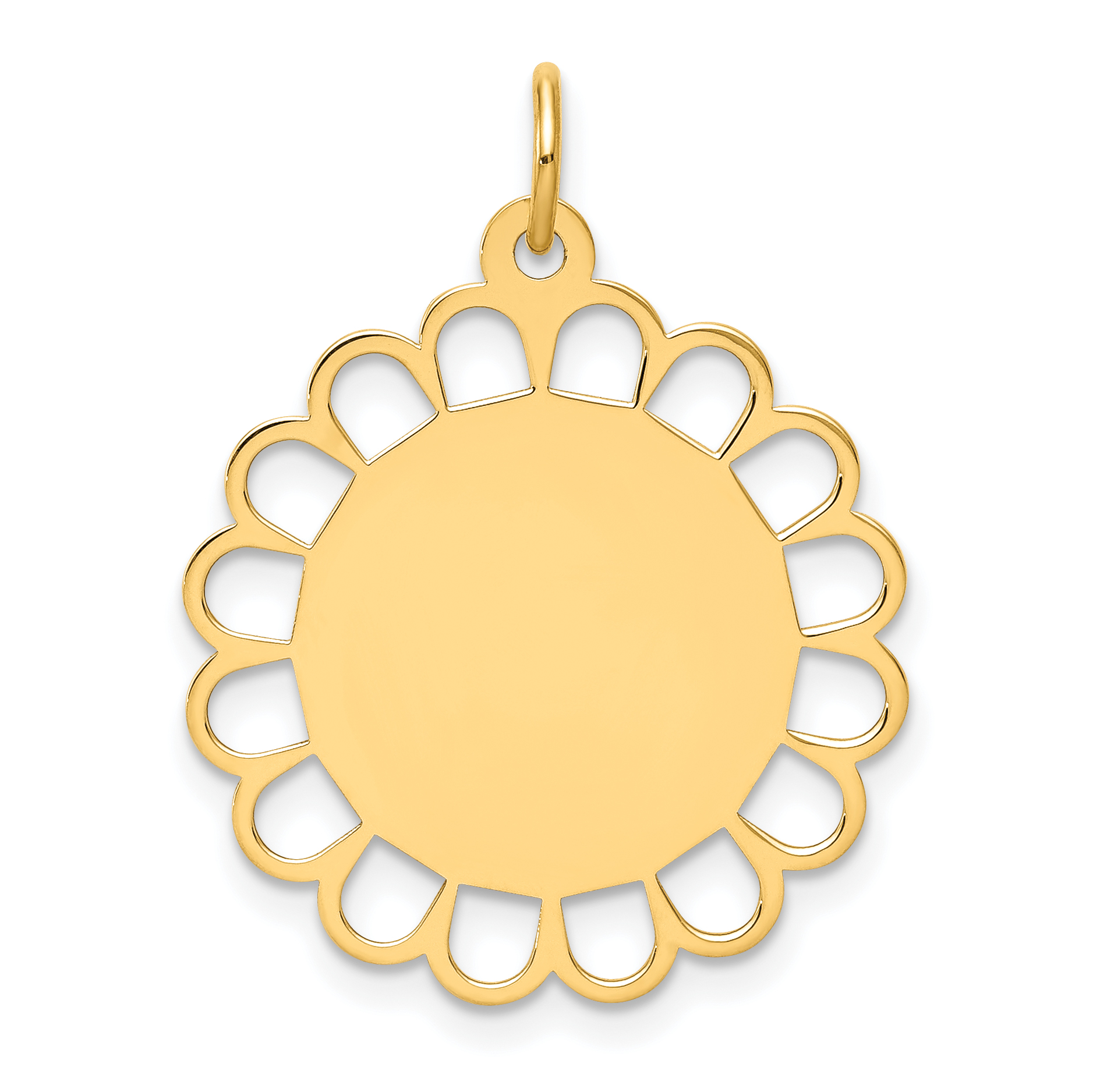 14k Plain .018 Gauge Engravable Flower Disc Charm (XM244/18)