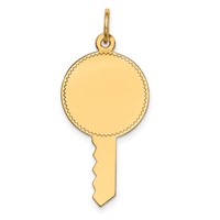 14K Plain .011 Gauge Engravable Key 28x15mm Disc Charm view 1