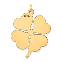 14K Yellow Gold Plain.018 Gauge Engravable Clover 34x 27mm Disc Charm view 3