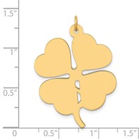 14K Yellow Gold Plain.018 Gauge Engravable Clover 34x 27mm Disc Charm view 2