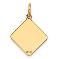 14K Yellow Gold Plain.018 Gauge Diamond-Shaped Engravable 16.5x 15mm Disc Charm view 3