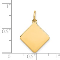 14K Yellow Gold Plain.018 Gauge Diamond-Shaped Engravable 16.5x 15mm Disc Charm view 2