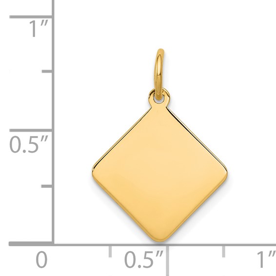 14k Plain .018 Gauge Diamond-Shaped Engravable 16.5x15mm Disc Charm