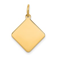 14K Yellow Gold Plain.018 Gauge Diamond-Shaped Engravable 16.5x 15mm Disc Charm view 1
