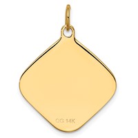 14K Yellow Gold Patterned .018 Gauge Diamond-Shaped Engravable 24x21mm Disc Charm view 3