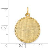 14K Yellow Gold Patterned Charm with Zig-Zag Edge .013 Gauge Round Engravable 22x19mm Disc view 2