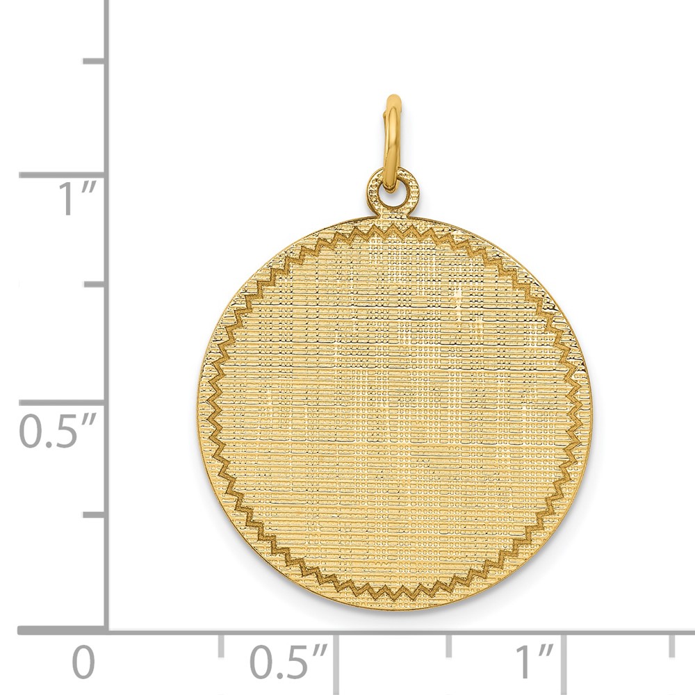 14k Patterned .018 Gauge Circular Engravable Disc Charm (XM265/18)