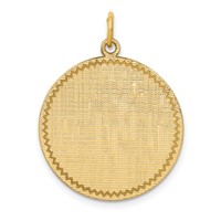 14K Patterned with Zig-Zag Edge .018 Gauge Round Engravable 26x22mm Disc Charm view 1