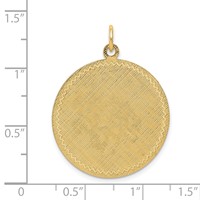14K Yellow Gold Patterned with Zig-Zag Edge.018 Gauge Round Engravable 29x 26mm Disc with Satin Back view 2