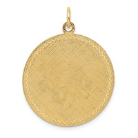 14K Yellow Gold Patterned with Zig-Zag Edge.018 Gauge Round Engravable 29x 26mm Disc with Satin Back view 1