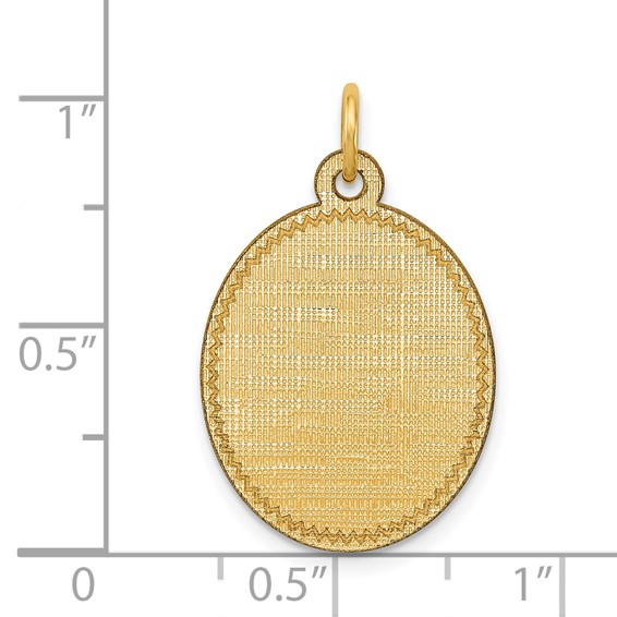 14k Patterned with Zig-Zag Edge .018 Gauge Engravable Oval 23x16mm Disc Charm