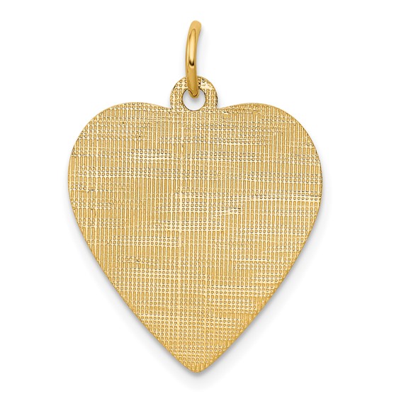 14k Patterned .018 Gauge Engravable Heart Disc Charm