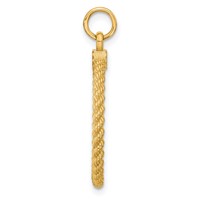 14K Yellow Gold Patterned with Rope Edge.013 Gauge Engravable Round 27x 21mm Disc with Satin Back view 2