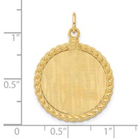 14K Yellow Gold Patterned with Rope Edge.013 Gauge Engravable Round 27x 21mm Disc with Satin Back view 4