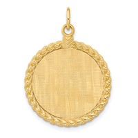 14K Yellow Gold Patterned with Rope Edge.013 Gauge Engravable Round 27x 21mm Disc with Satin Back view 1