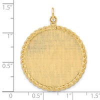 14K Yellow Gold Patterned with Rope Edge.013 Gauge Engravable Round 34x 28mm Disc with Satin Back view 4