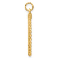 14K Yellow Gold Patterned with Rope Edge.013 Gauge Engravable Round 31x 26mm Disc with Satin Back view 2