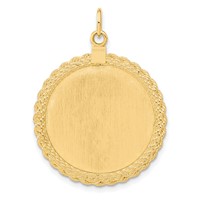 14K Yellow Gold Patterned with Rope Edge.013 Gauge Engravable Round 31x 26mm Disc with Satin Back view 3