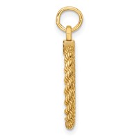 14K Yellow Gold Plain.013 Gauge Round Engravable 22x 17mm Disc Charm with Rope Edge view 2