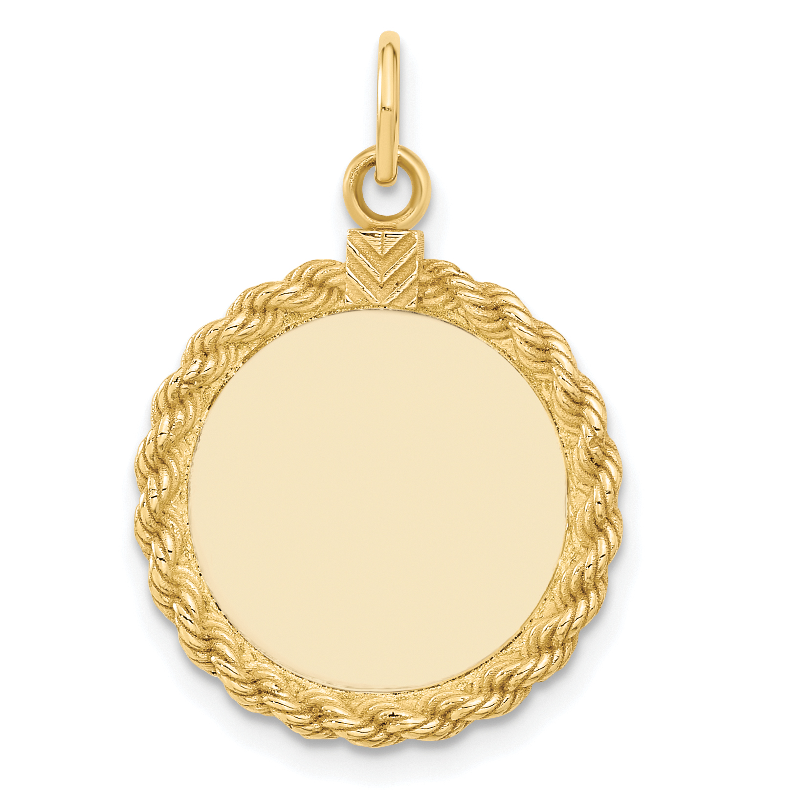 14k Plain .013 Gauge Circular Engravable Disc with Rope Charm (XM280/13)