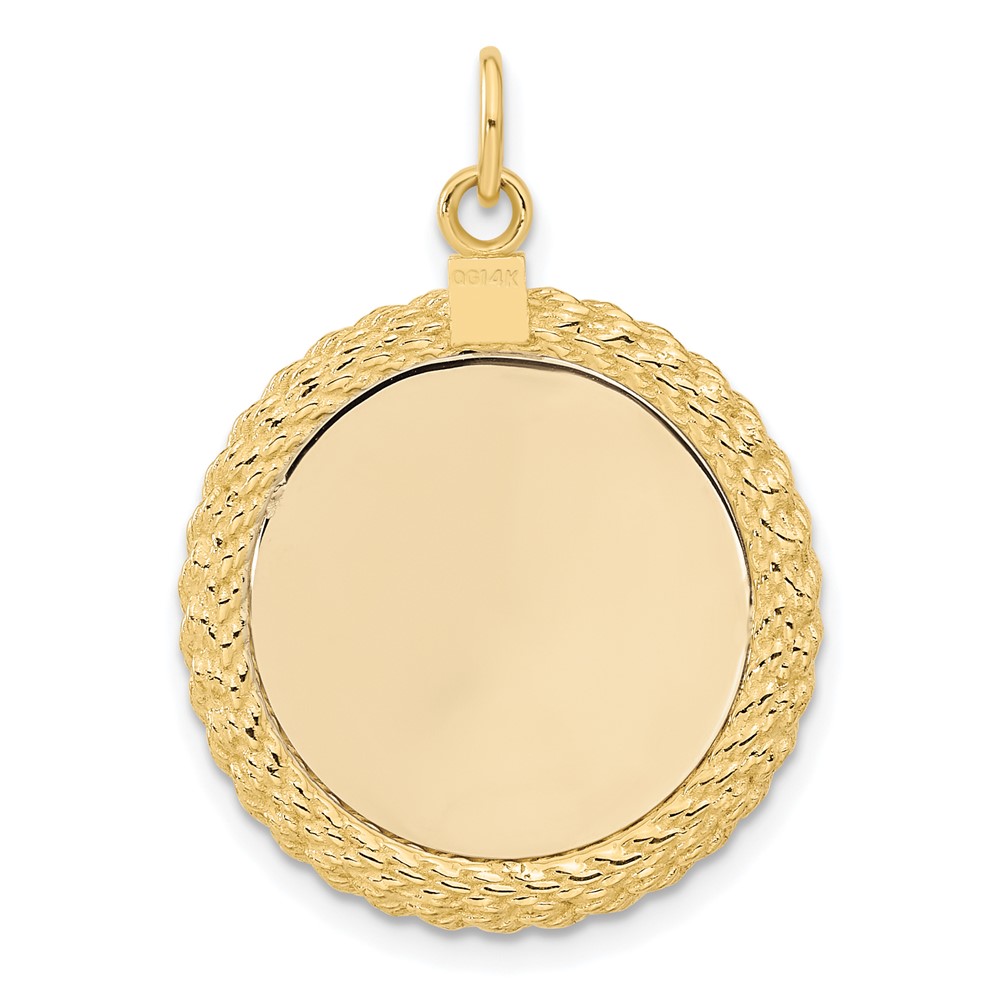14k Plain .013 Gauge Circular Engravable Disc with Rope Charm (XM281/13)