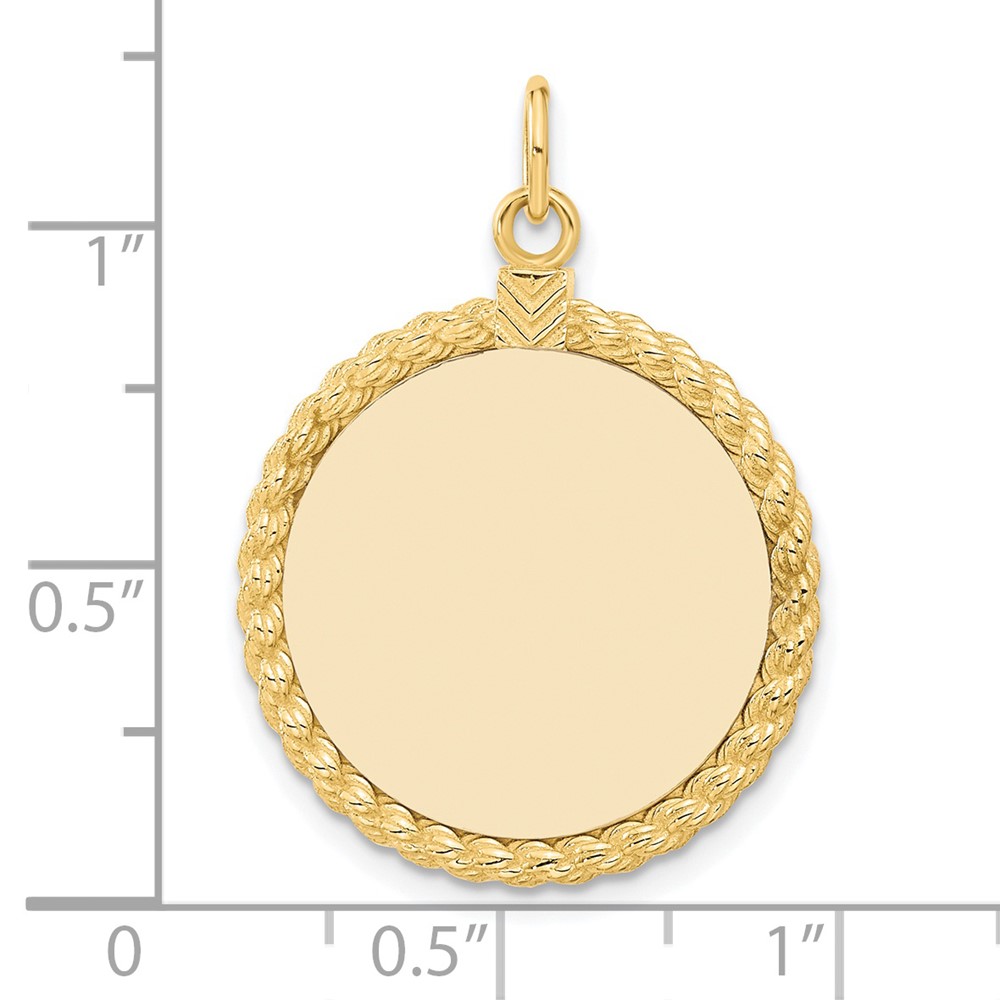 14k Plain .013 Gauge Circular Engravable Disc with Rope Charm (XM281/13)