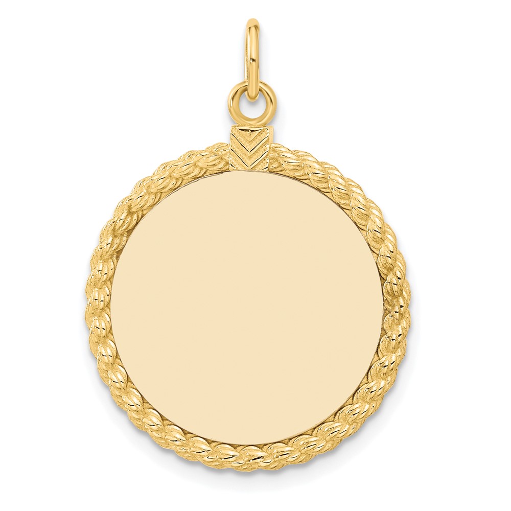 14k Plain .013 Gauge Circular Engravable Disc with Rope Charm (XM281/13)