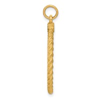 14K Yellow Gold Plain.013 Gauge Round Engravable 31x 26mm Disc Charm with Rope Edge view 2