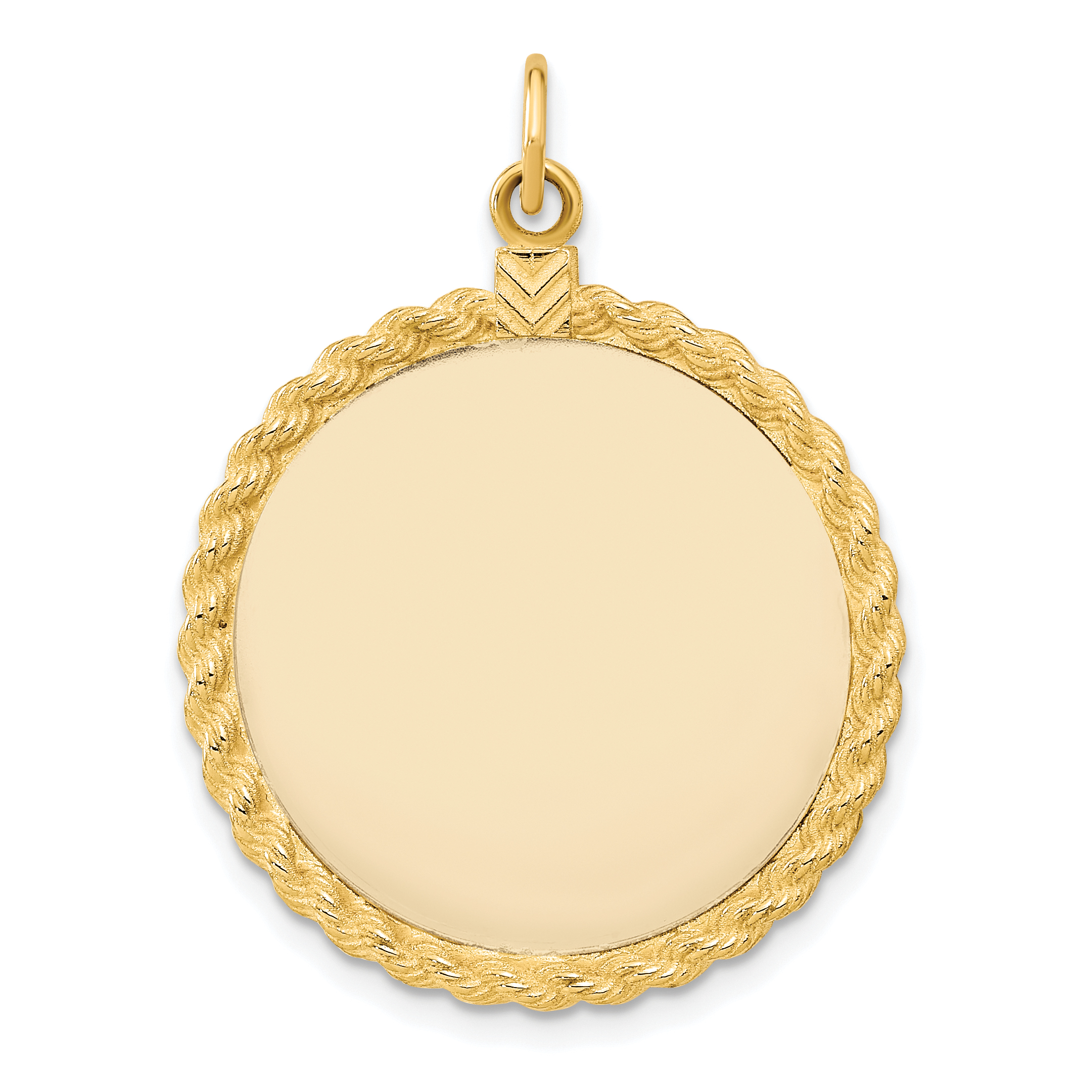 14k Plain .013 Gauge Circular Engravable Disc with Rope Charm (XM282/13)