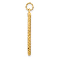 14K Yellow Gold Plain.013 Gauge Round Engravable 34x 28mm Disc Charm with Rope Edge view 2