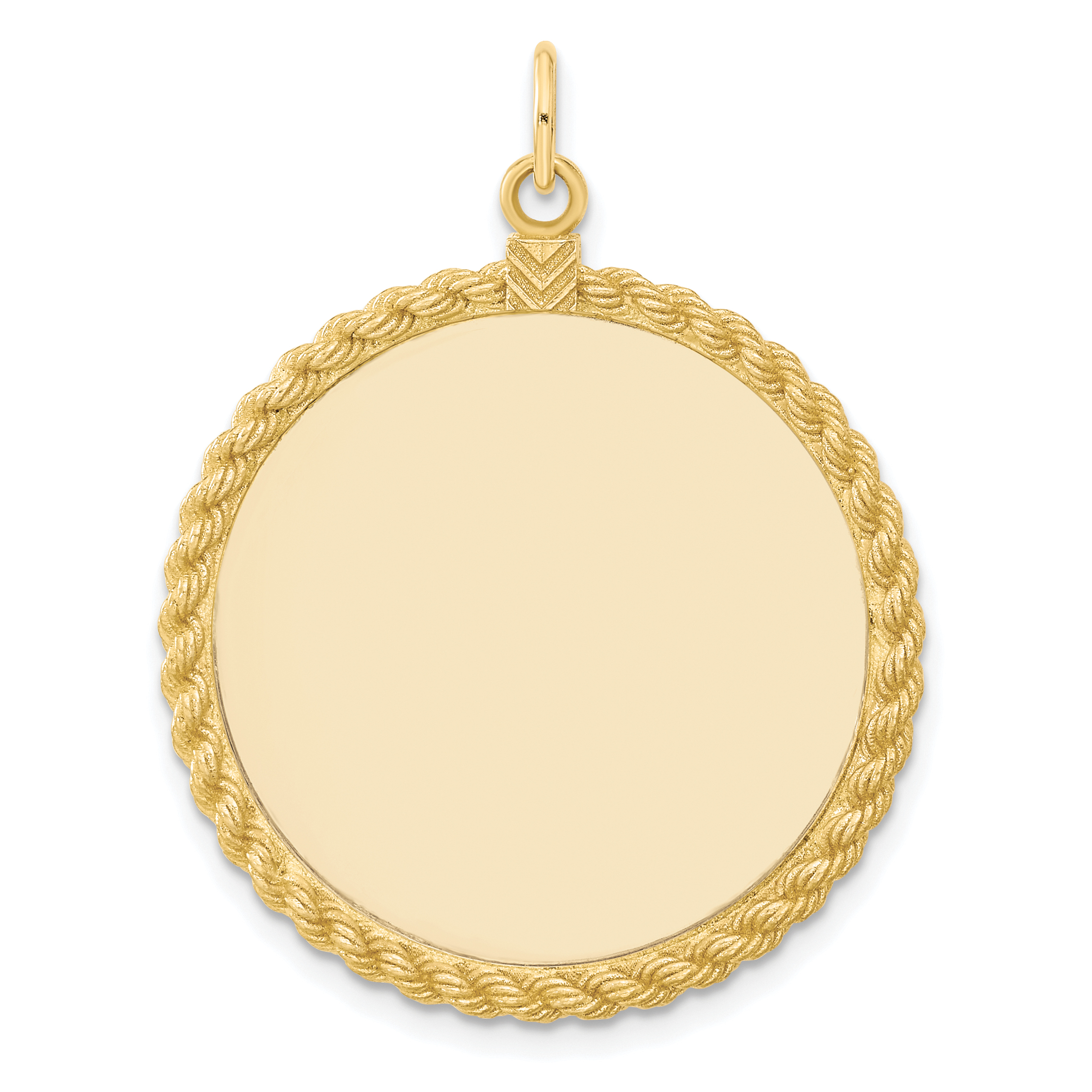 14k Plain .013 Gauge Circular Engravable Disc with Rope Charm (XM283/13)