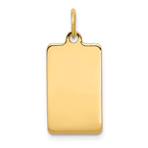 14K Yellow Gold Plain.018 Gauge Rectangular Engravable 20x 11mm Disc Charm