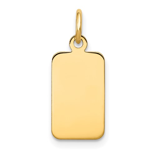 14K Yellow Gold Plain.018 Gauge Engravable Rectangular 17x 8mm Disc Charm