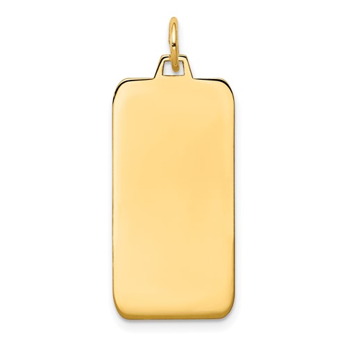 14K Yellow Gold Plain.027 Gauge Engravable Rectangular 29x 13mm Disc Charm