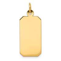 14K Yellow Gold Plain 21.8x11.5mm .013 Gauge Engravable Rectangular Disc Charm view 1