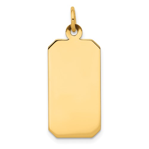 14K Yellow Gold Plain 21.8x 11.5mm.027 Gauge Engravable Rectangular Disc Charm