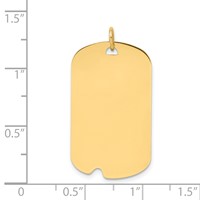 14K Yellow Gold Plain.027 Gauge Engravable 31x 18mm Dog Tag Charm with Notch Disc view 2