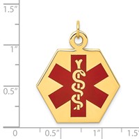 14K 26.5mm Yellow Gold Hexagon Red Enameled Medical Jewelry Pendant view 3