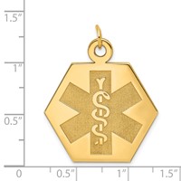 14K 22.5mm Yellow Gold Hexagon Non-enameled Medical Jewelry Pendant view 3
