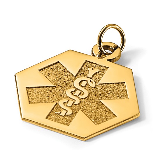14k 22.5mm Hexagon Non-enameled Medical Jewelry Pendant