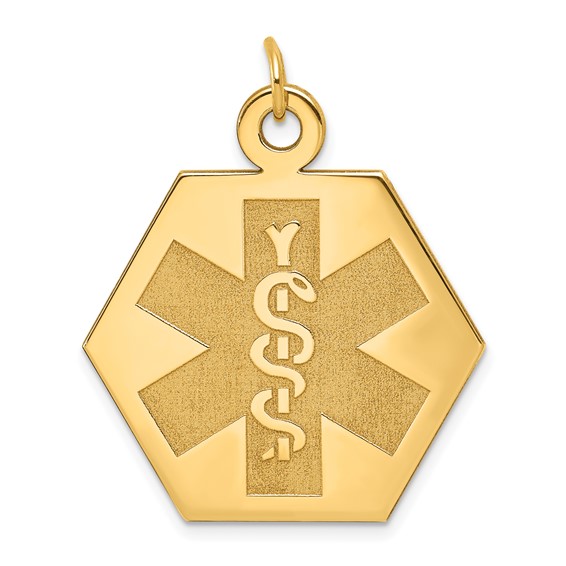 14k 22.5mm Hexagon Non-enameled Medical Jewelry Pendant