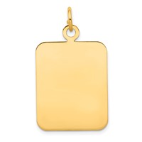 14K Plain Rectangular .018 Gauge Engravable 30x20mm Disc Charm view 1