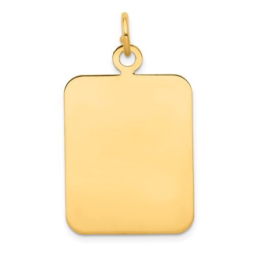 14K Yellow Gold Plain Rectangular.027 Gauge Engravable 30x 20mm Disc Charm