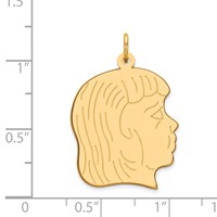 14K Yellow Gold .013 Depth Engravable Girl Head Charm view 2